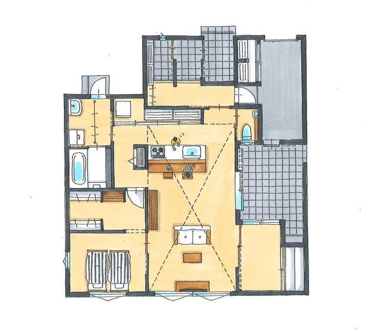 宮下工務店　完成見学会　平屋の家平面イラスト