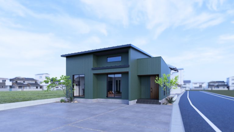 緑のガルバを使った家